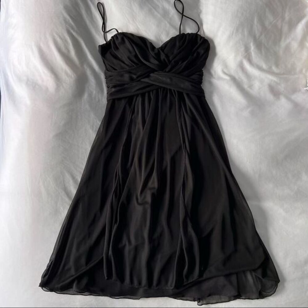 B. Darlin ruched ruffle spaghetti strap dress, black